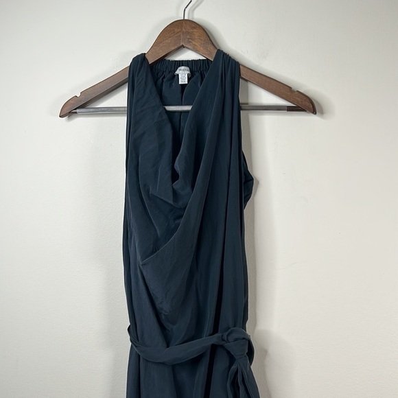 Silk Black Grecian Goddess Belted Dress XS - Picture 2 of 10